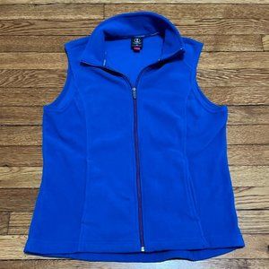 Land's End Fleece Vest Women M 10-12 Blue Sleeveless Full Zip Mock Neck